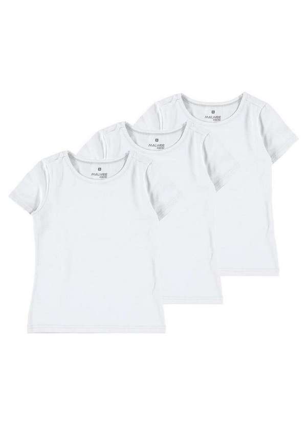 Malwee - Kit com 3 Camisetas Infantil Menina Malwee 1000086762 Branco