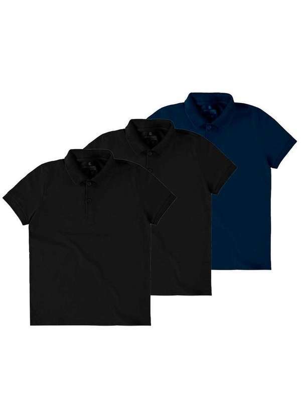 Malwee - Kit com 3 Camisetas Polo Infantil Menino Malwee 1000111119 Preto