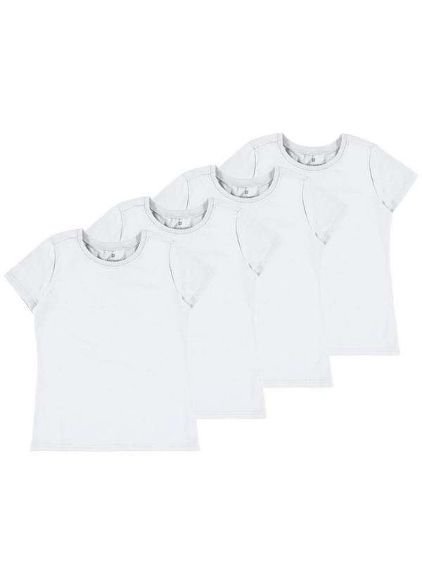 Malwee - Kit com 4 Camisetas Infantil Menina Malwee 1000086761 Branco