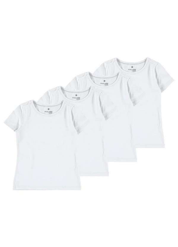 Malwee - Kit com 4 Camisetas Infantil Menina Malwee 1000086762 Branco
