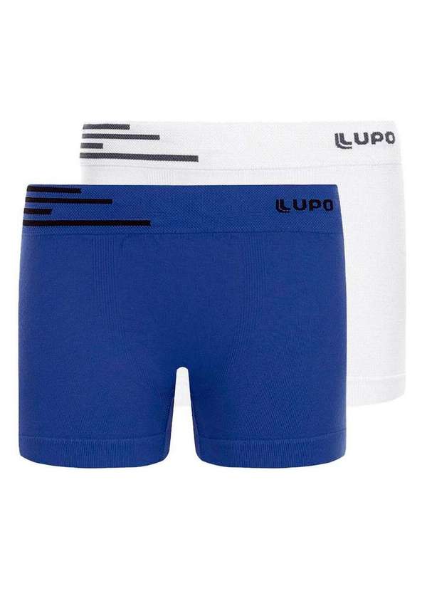 Lupo - Kit com 2 Cuecas Infantil Boxer Lupinho 132-002 Azul-Branco
