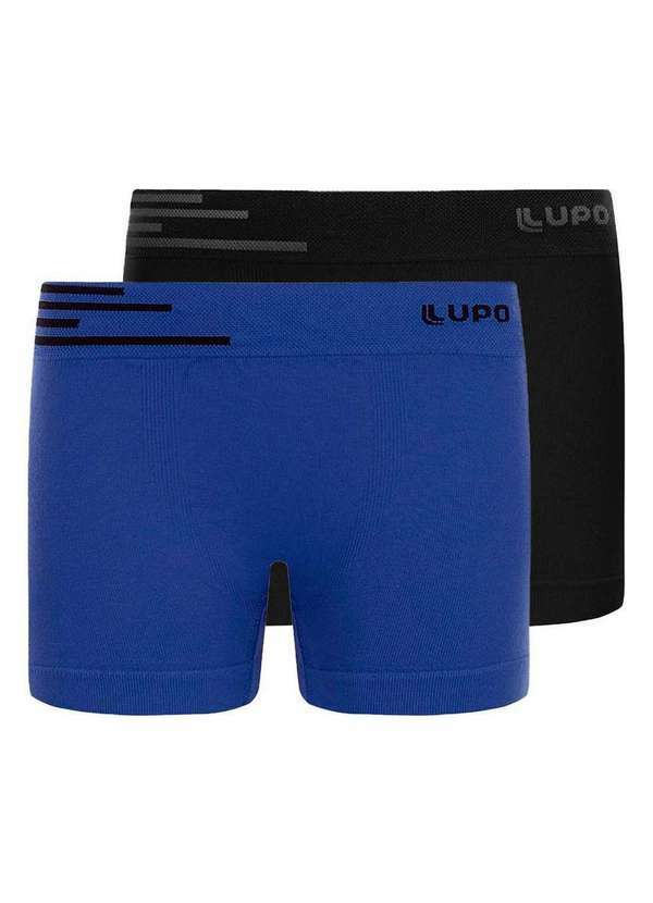Lupo - Kit com 2 Cuecas Infantil Boxer Lupinho 132-002 Azul-Preto