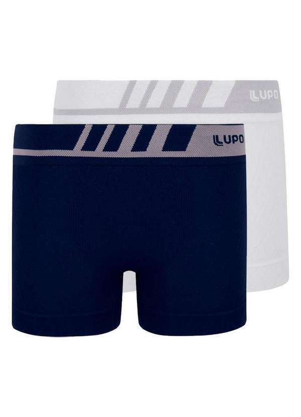 Lupo - Kit com 2 Cuecas Infantil Boxer Lupinho 136-001 Marinho-Branco