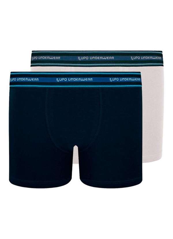 Lupo - Kit com 2 Cuecas Infantil Boxer Lupinho 141-003 Marinho-Branco