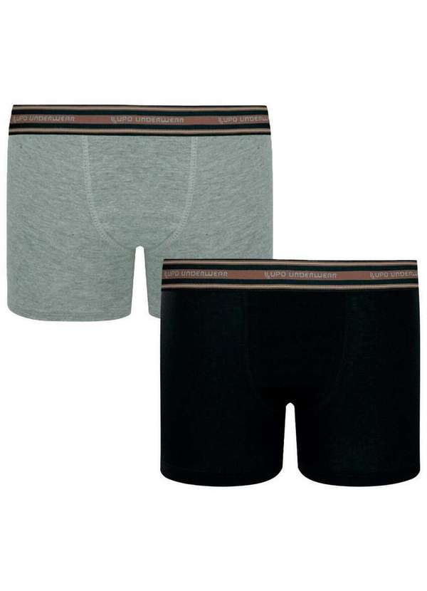 Lupo - Kit com 2 Cuecas Infantil Boxer Lupinho 141-088 0960-Cinza-Mescla-Preto