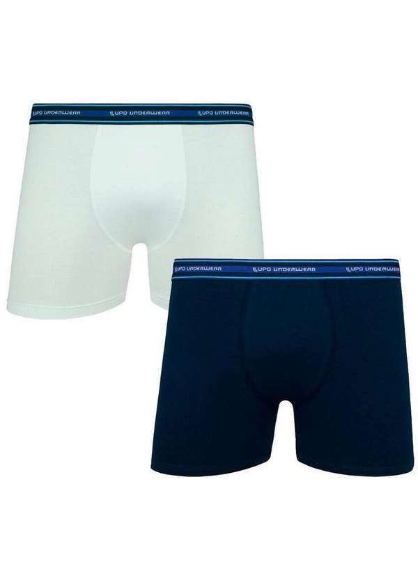 Lupo - Kit com 2 Cuecas Infantil Boxer Lupinho 141-088 0980-Branco-Marinho