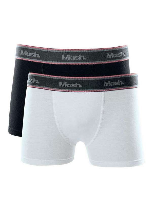 Mash - Kit com 2 Cuecas Infantil Boxer Mash 110.35 Br00-Branco-Preto