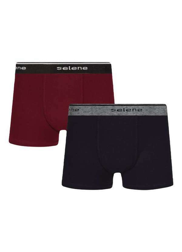 Selene - Kit com 2 Cuecas Infantil Selene Boxer 12455-001 996-Preto-Bordo