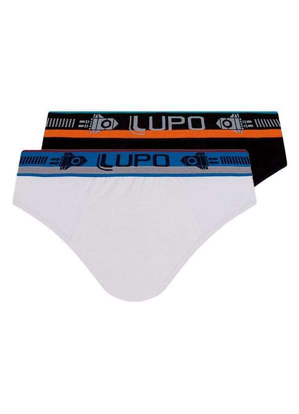 Lupo - Kit com 2 Cuecas Infantil Slip Lupinho 361-001 Branco-Preto
