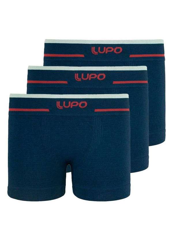 Lupo - Kit com 3 Cuecas Infantil Boxer Lupinho 137-010 Marinho