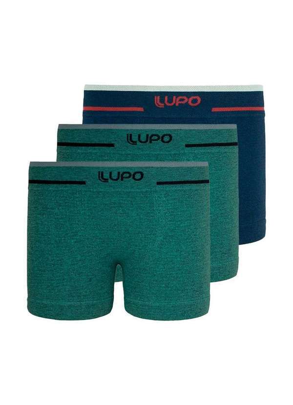 Lupo - Kit com 3 Cuecas Infantil Boxer Lupinho 137-010 Oliva-Marinho