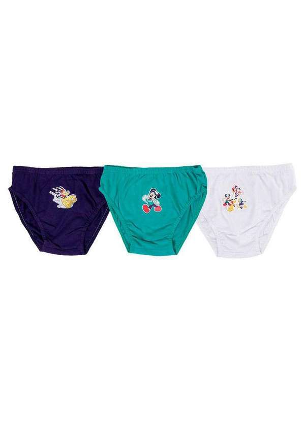 Disney - Kit com 3 Cuecas Infantil Slip Mickey Mouse 02.03.0024 Marinho-Verde-Branco