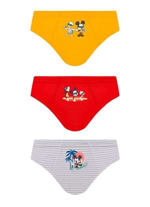 Disney - Kit com 3 Cuecas Infantil Slip Mickey Mouse Lupo 111-089 - DISNEY