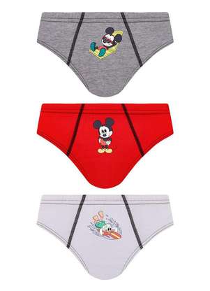 Disney - Kit com 3 Cuecas Infantil Slip Mickey Mouse Lupo 111-089 - DISNEY