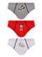 Disney - Kit com 3 Cuecas Infantil Slip Mickey Mouse Lupo 111-089 0926-Amarelo-Vermelho-Branco - variação: 0928-Cinza-Vermelho-Branco