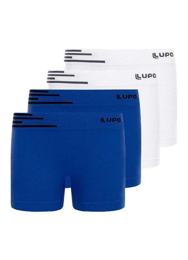 Lupo - Kit com 4 Cuecas Infantil Boxer Lupinho 132-002 Azul-Branco