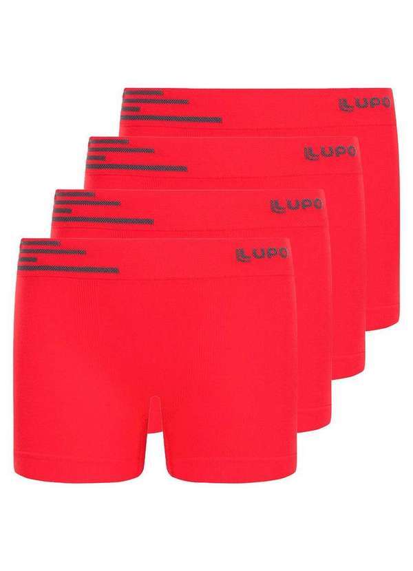 Lupo - Kit com 4 Cuecas Infantil Boxer Lupinho 132-002 Vermelho