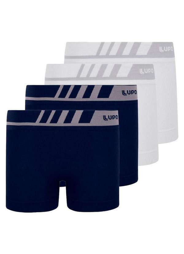 Lupo - Kit com 4 Cuecas Infantil Boxer Lupinho 136-001 Marinho-Branco