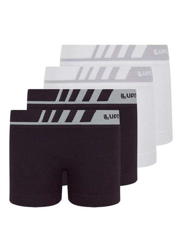 Lupo - Kit com 4 Cuecas Infantil Boxer Lupinho 136-001 Preto-Branco