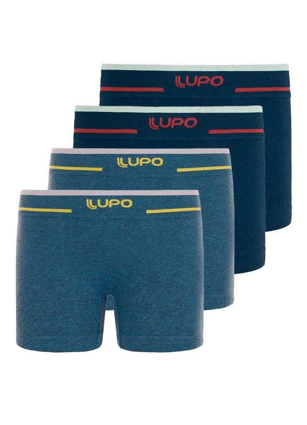Lupo - Kit com 4 Cuecas Infantil Boxer Lupinho 137-010 Azul-Marinho
