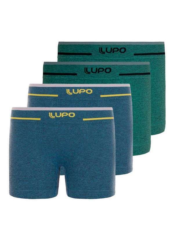Lupo - Kit com 4 Cuecas Infantil Boxer Lupinho 137-010 Azul-Oliva
