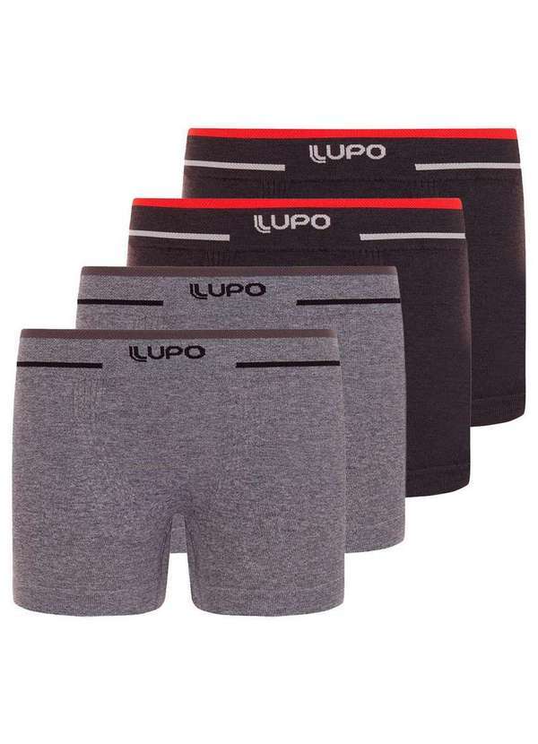 Lupo - Kit com 4 Cuecas Infantil Boxer Lupinho 137-010 Cinza-Grafite