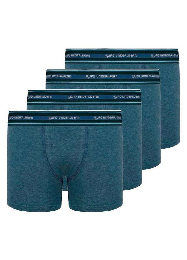 Lupo - Kit com 4 Cuecas Infantil Boxer Lupinho 141-003 Azul-Jeans