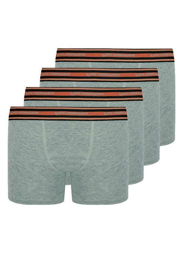 Lupo - Kit com 4 Cuecas Infantil Boxer Lupinho 141-003 Cinza-Mescla