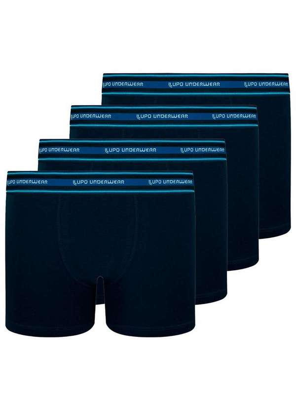 Lupo - Kit com 4 Cuecas Infantil Boxer Lupinho 141-003 Marinho