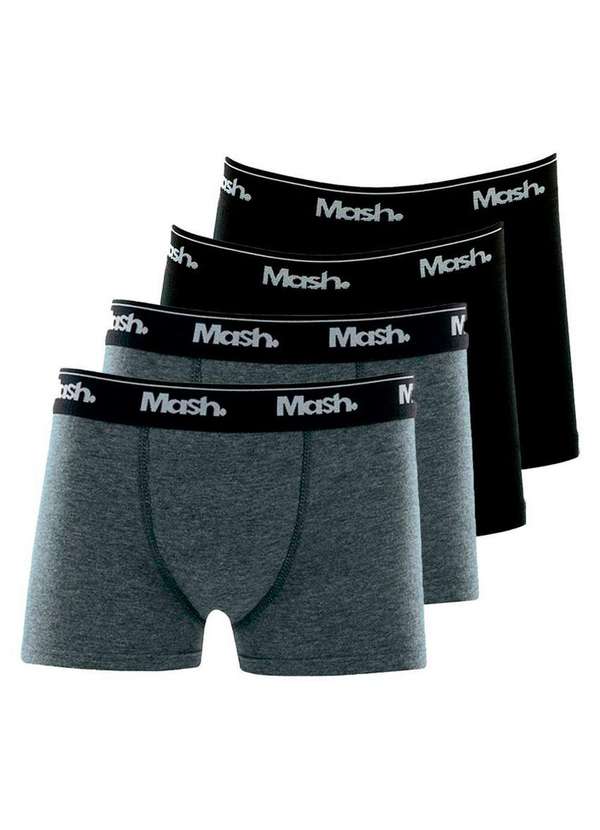 Lupo - Kit com 4 Cuecas Infantil Boxer Mash 190.03 Cinza-Preto