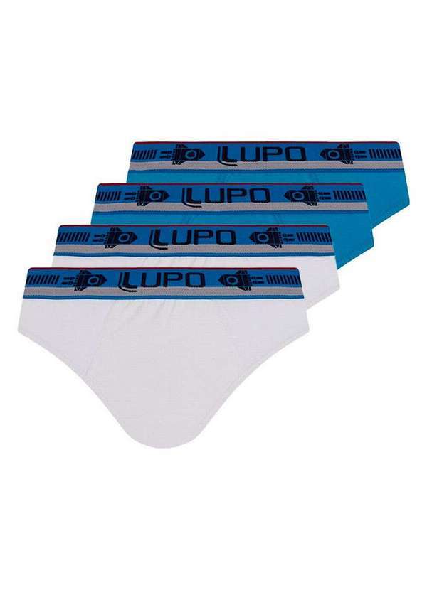 Lupo - Kit com 4 Cuecas Infantil Slip Lupinho 361-001 Branco-Azul