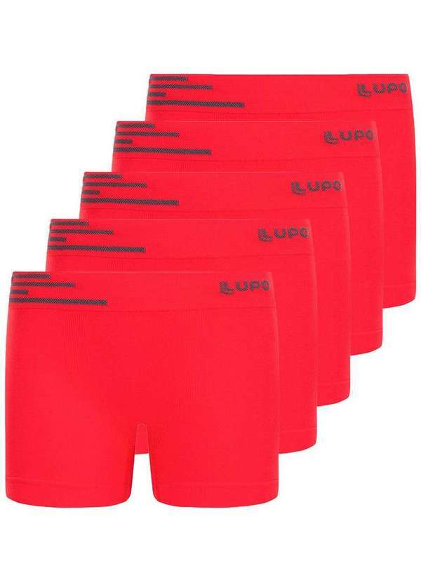 Lupo - Kit com 5 Cuecas Infantil Boxer Lupinho 132-002 Vermelho