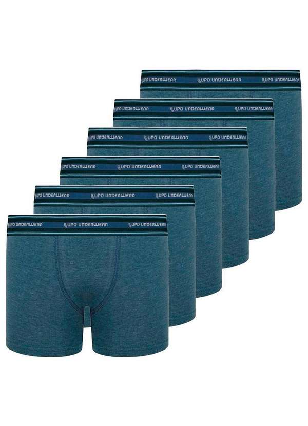 Lupo - Kit com 6 Cuecas Infantil Boxer Lupinho 141-003 Azul-Jeans