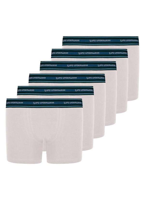 Lupo - Kit com 6 Cuecas Infantil Boxer Lupinho 141-003 Branco