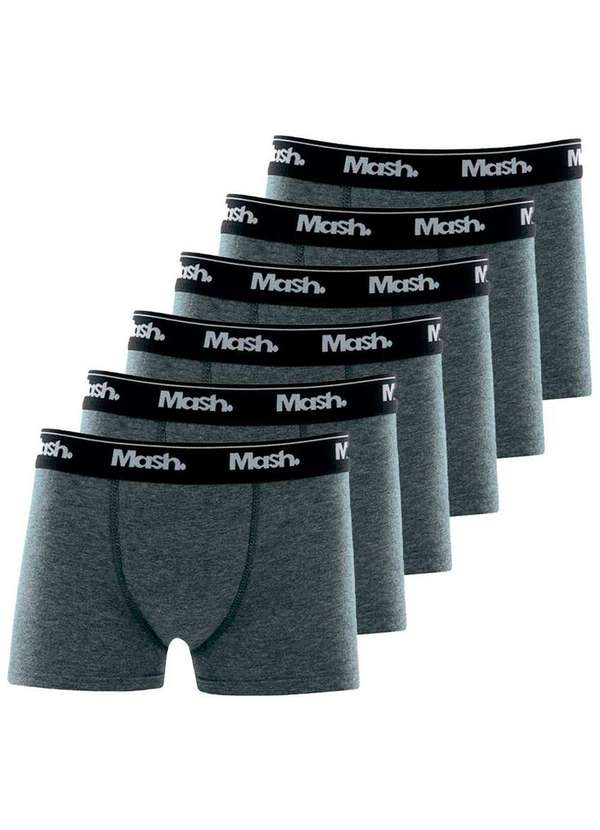 Mash - Kit com 6 Cuecas Infantil Boxer Mash 190.03 Cinza