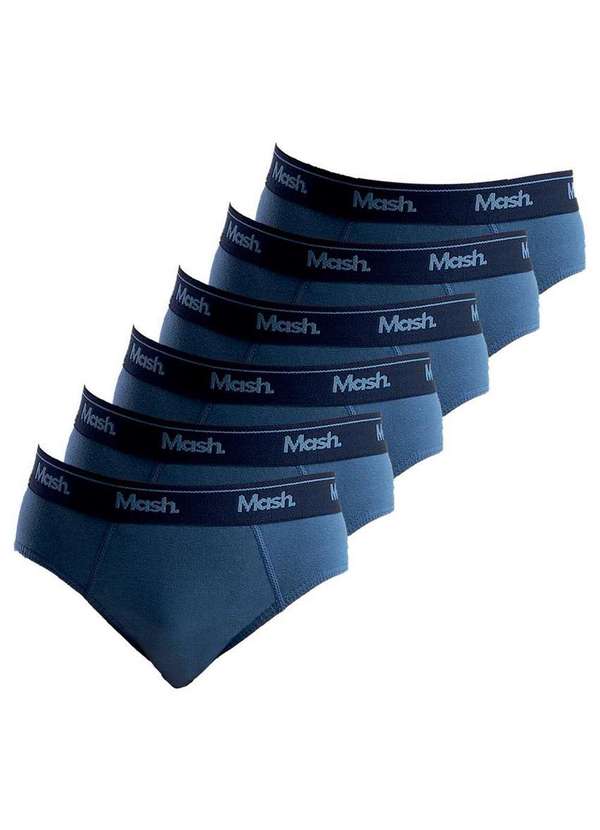 Mash - Kit com 6 Cuecas Infantil Slip Mash 193.01 Azul-Jeans
