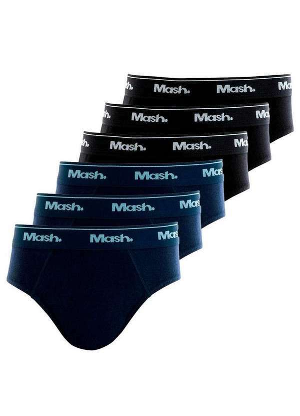 Mash - Kit com 6 Cuecas Infantil Slip Mash 193.01 Marinho-Preto