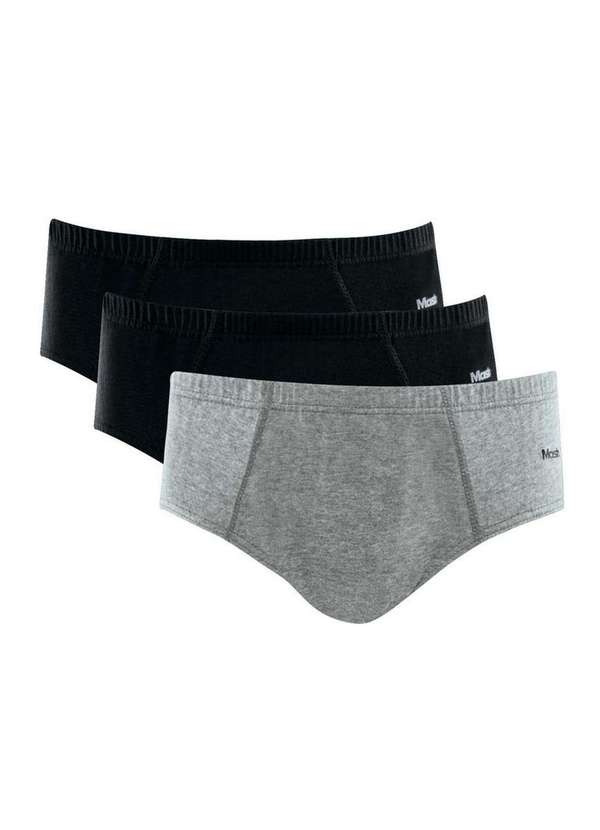 Mash - Kit com 3 Cuecas Infantil Slip Mash 113.08 Pt02-Preto-Cinza