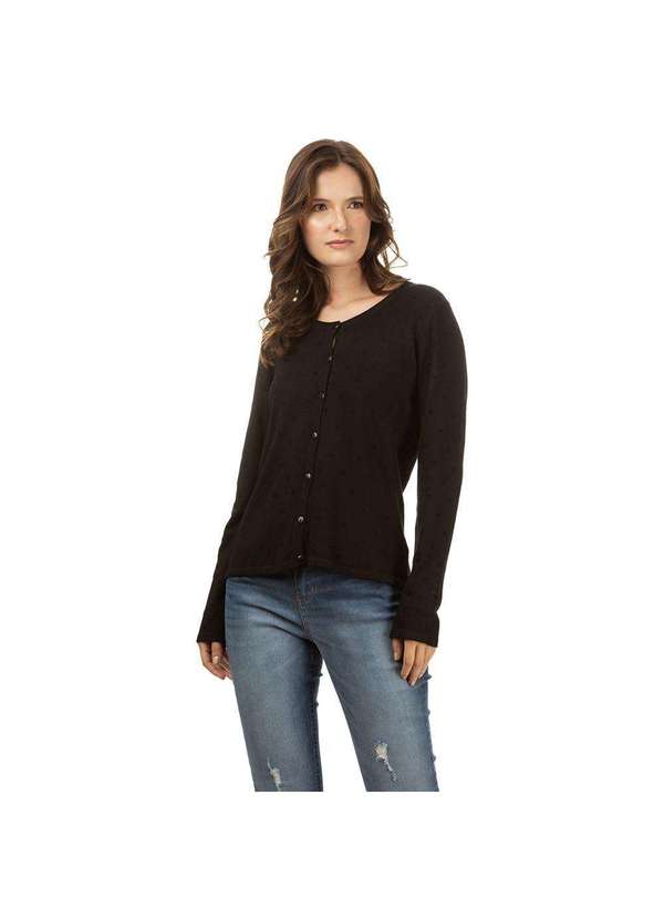 Tng - Cardigan Feminino Tricô Poá Preto 3