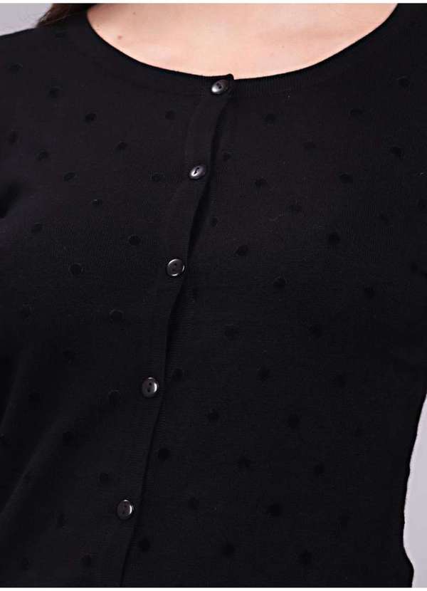 Tng - Cardigan Feminino Tricô Poá Preto 4