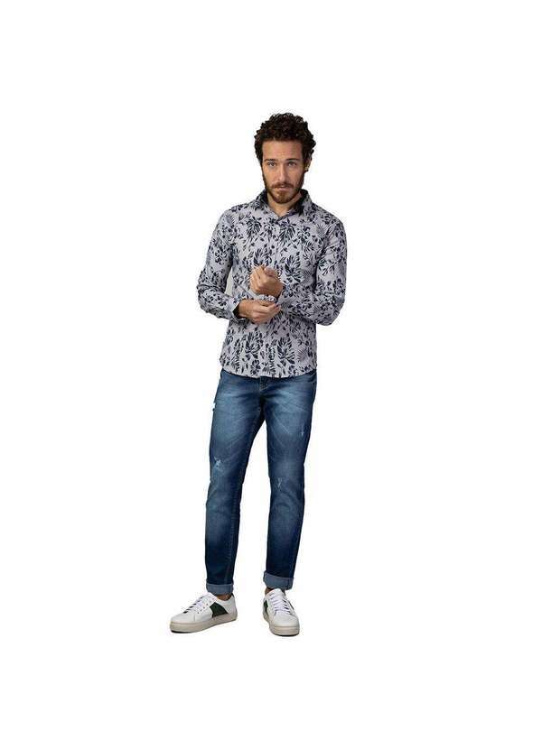 Tng - Camisa Masculina Estampada Azul