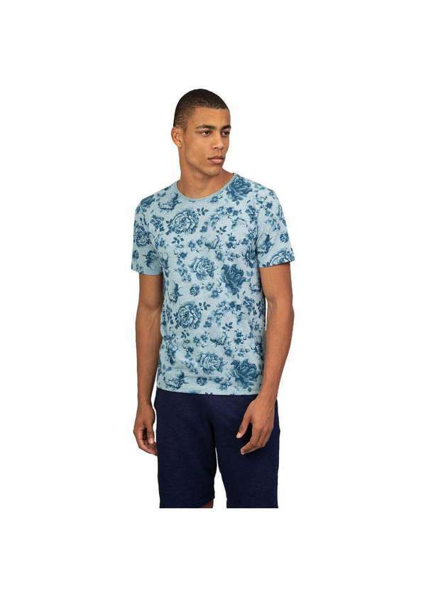 Tng - Camiseta Masculina Floral Azul