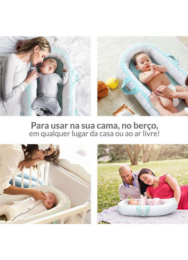 Baby Decoração - Ninho para bebê redutor de berço Percal Cinza