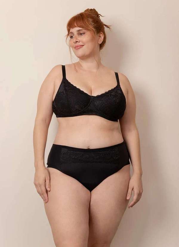 Sizély - Calcinha Comfy Renda Plus Size Preto