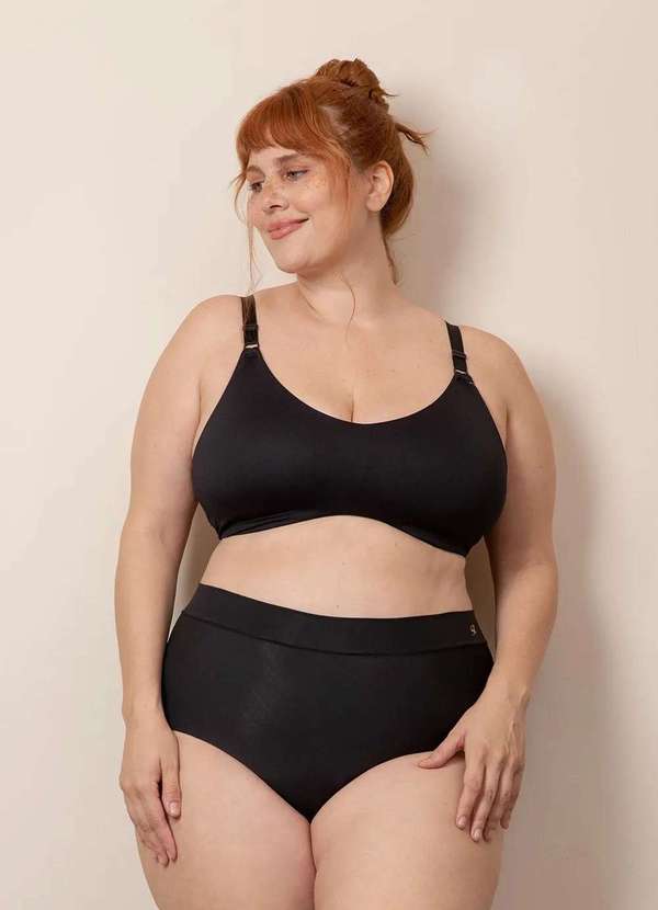 Sizély - Top Sutiã Duplo Plus Size Preto