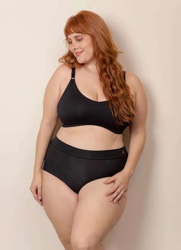 Sizély - Top Sutiã Duplo Plus Size Preto 2