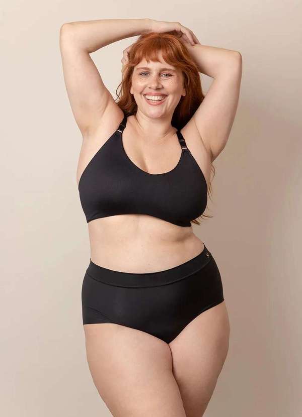 Sizély - Top Sutiã Duplo Plus Size Preto 5