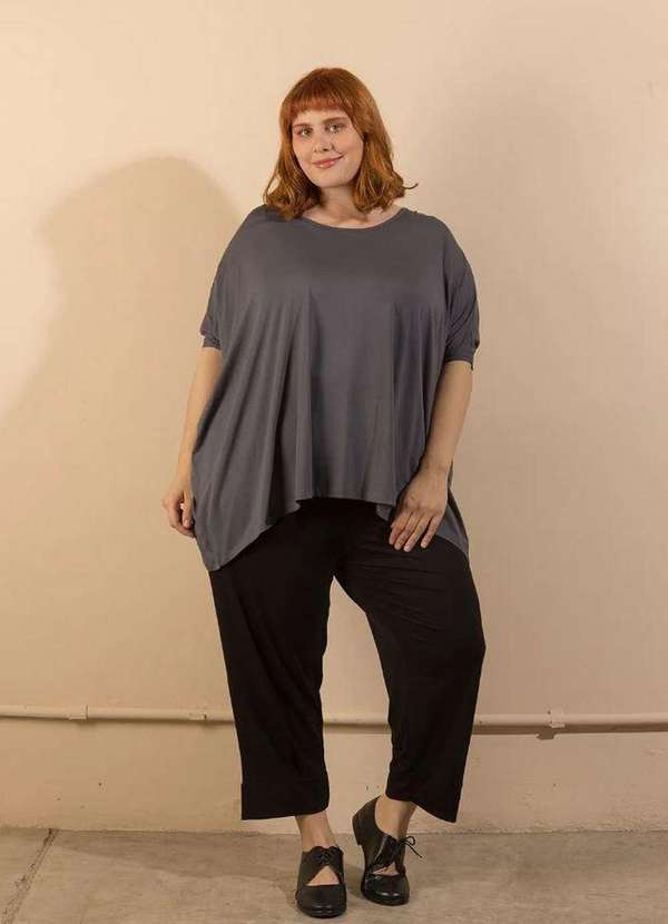 Bold - Blusa Ampla Plus Size Cinza