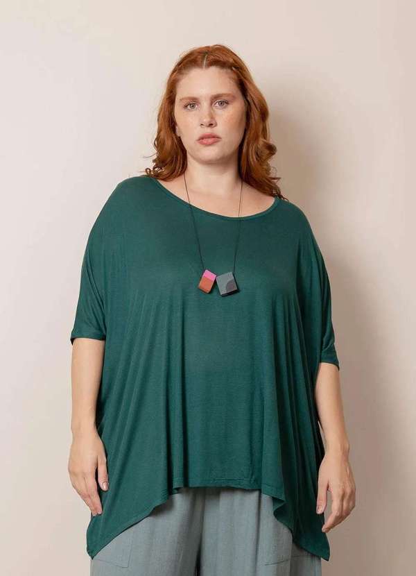 Bold - Blusa Ampla Tecido Ultra Leve Plus Size Verde