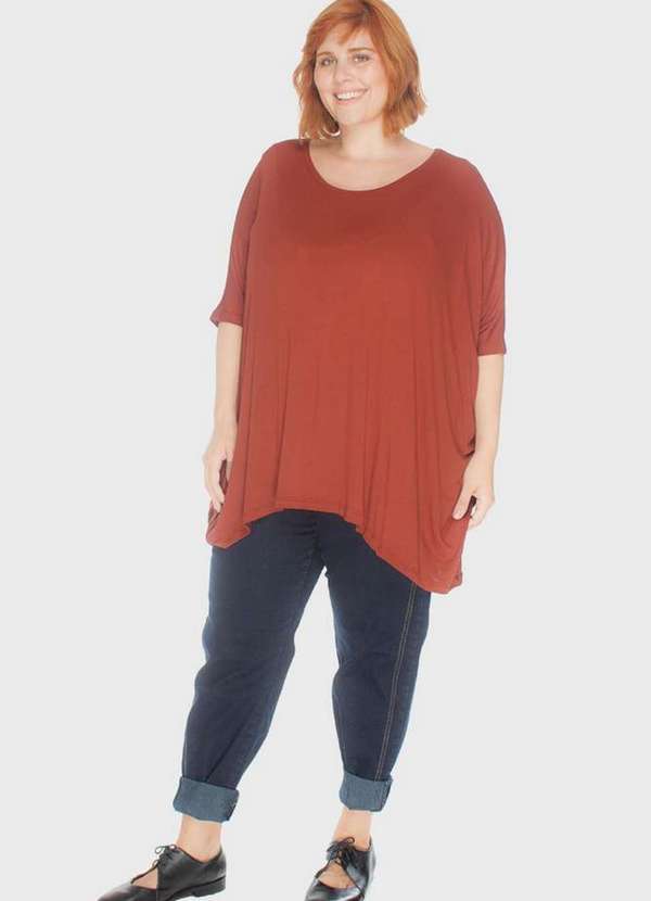 Bold - Blusa Ampla Tecido Ultra Leve Plus Size Vermelho